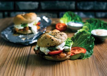 Vegan Mushroom Burger with Cajun Fried King Oyster ‘Chicken’