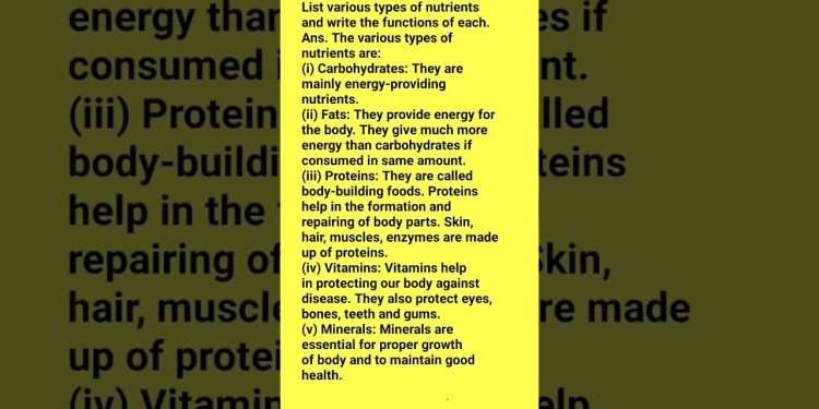 Nutrients and its function#biology #nutrition #ncertsolutions #shortsvideo