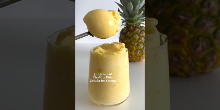 3-ingredient Healthy Piña Colada Ice Cream🤩 #healthyrecipes #healthydessert #healthyicecream