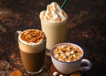 S’mores hot chocolate, Biscoff latte and maple apple frappé