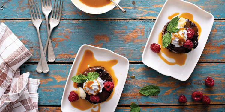 Vegan Chocolate Bread Pudding with Toffee Sauce