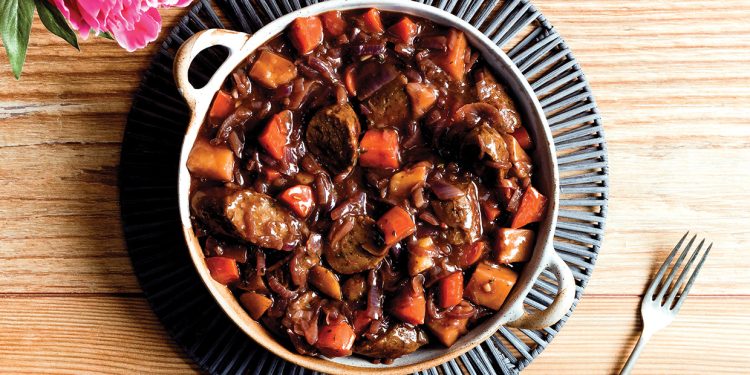 Vegan Sausage and Onion Casserole