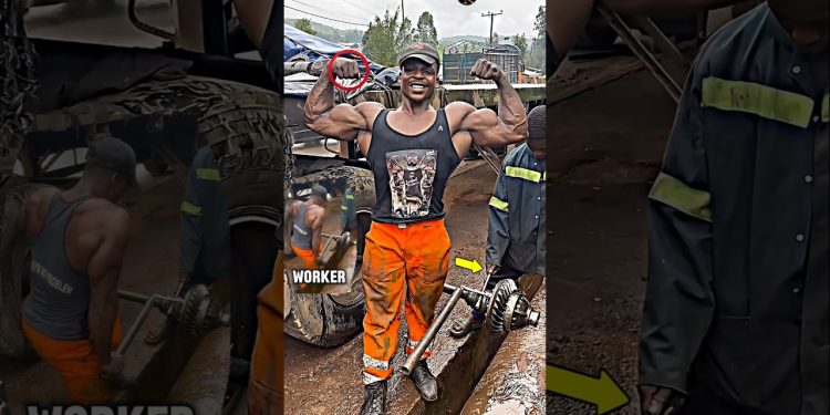 WORKER BODYBUILDER 🥶 #machanic #bodybuilder #strength #shortsviral #video #fyp