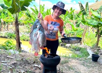 Diversão na roça é pescaria no quintal, olha quanto peixe pegamos