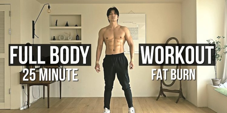 25 MIN FULL BODY WORKOUT AT HOME (Fat Burn & No Equipment) 전신 맨몸 운동 홈트 25분 (체중감량 & 장비없음)