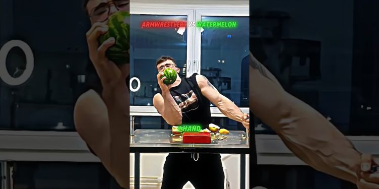 Bodybuilder and Armwrestler Cracking Watermelon 🔥🥶