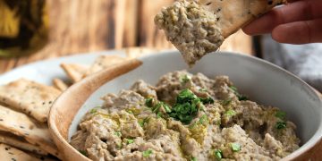 Vegan Baba Ganoush with Sesame and Cumin Crackers