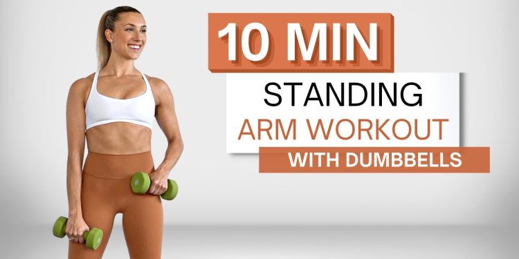 10 min STANDING ARM WORKOUT | With Dumbbells | Biceps, Triceps and Shoulders | Zero Pushups
