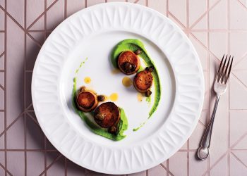 Vegan King Oyster Mushroom ‘Scallops’ with Pea Puree