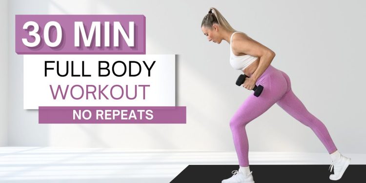 30 min NO REPEATS FULL BODY WORKOUT | Dumbbell Sculpt | Warm Up and Cool Down Included