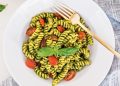 Kale Pesto Pasta with Cherry Tomatoes