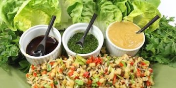 Lettuce Wrap Salad with Three Sauces