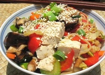 Korean Japchae (Shirataki Noodles with Vegetables)