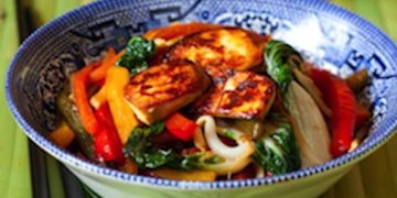 Stir-Fried Tofu with Spring Greens