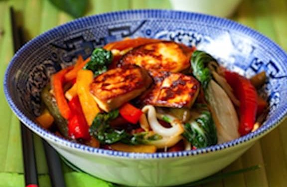 Stir-Fried Tofu with Spring Greens