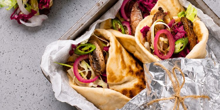 Vegan Portobello Mushroom Gyros with Tzatziki