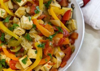 Summer Tofu Skillet with Tomatoes and Bell Peppers