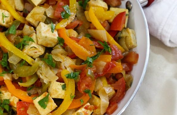 Summer Tofu Skillet with Tomatoes and Bell Peppers