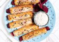 Vegan Beetroot, Chickpea and Parsley Straws with Tahini Dip