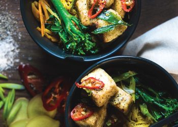 Vegan Salt and Pepper Tofu with Singapore Noodles