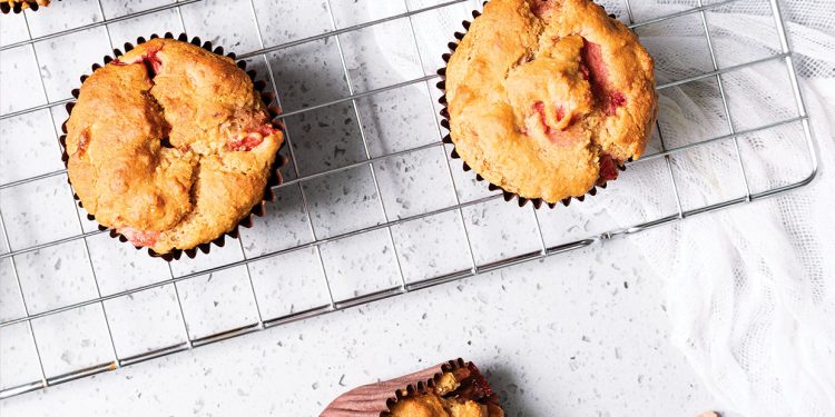 Vegan Strawberry Bakewell Muffins
