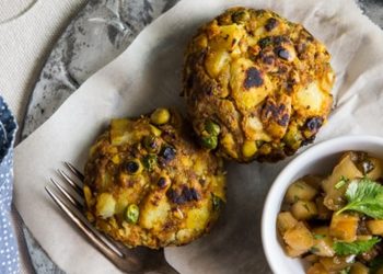 Samosa Cakes with Apple Chutney